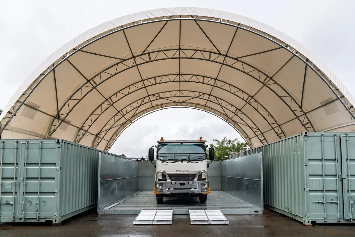 A vehicle in a Russ modular wash bay.